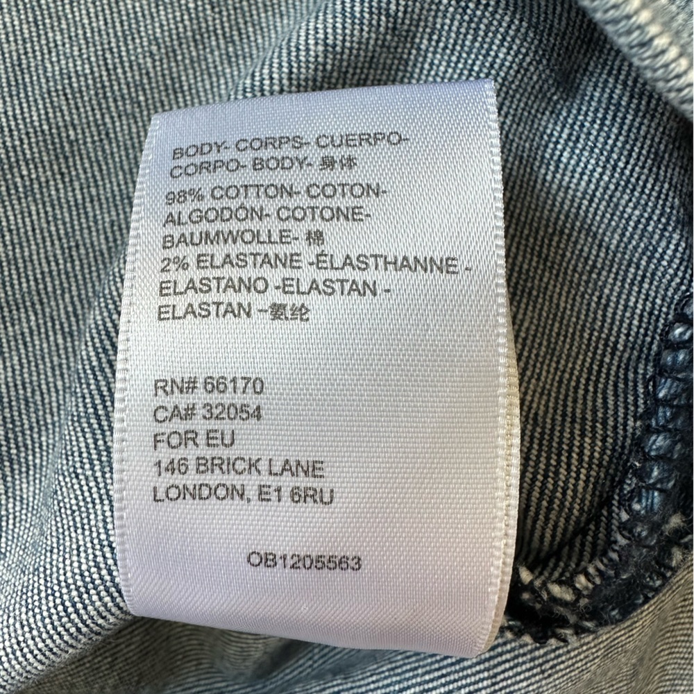 Urban Outfitters Medium Wash Denim Mini Dress with Pink and White Frayed Detail - Picture 9 of 9